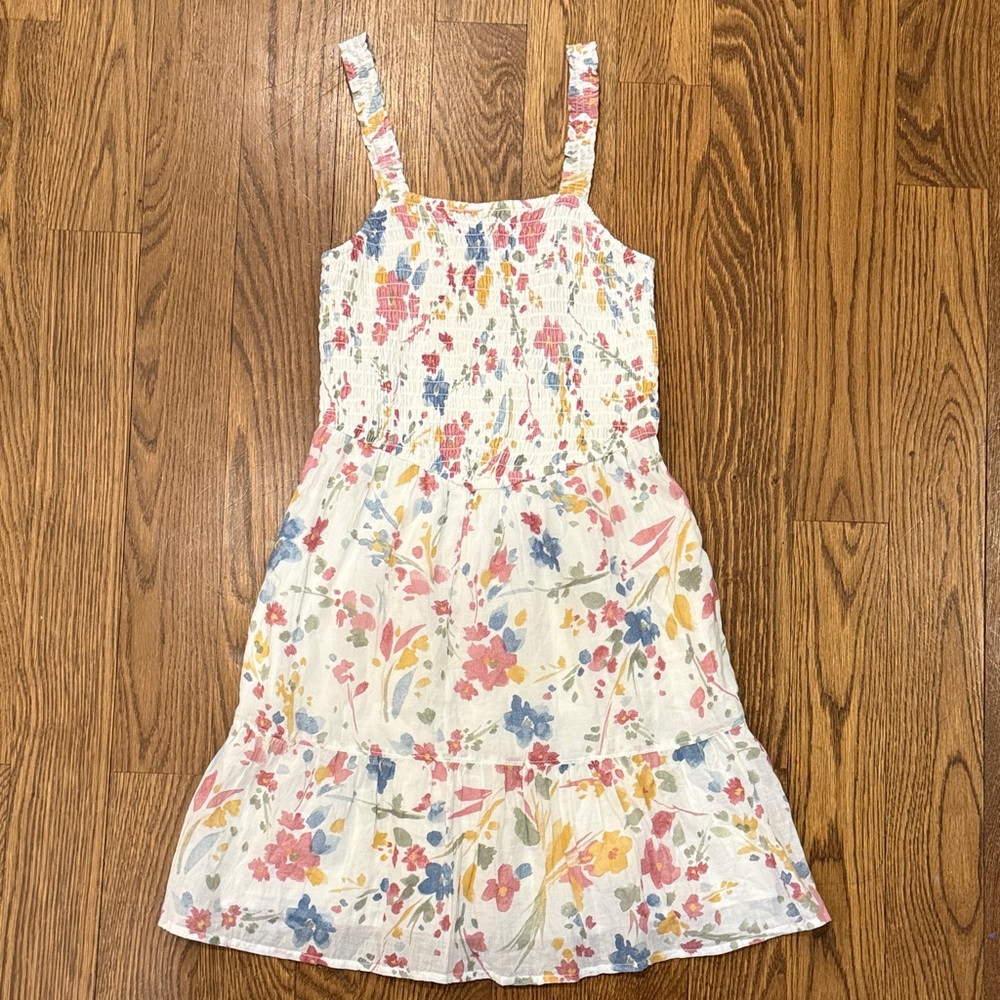 Abercrombie Girls White Floral Smocked Sundress - Multicolor 11/12